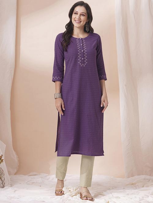 women three quarter sleeve straight kurta - 21925769 -  Standard Image - 0