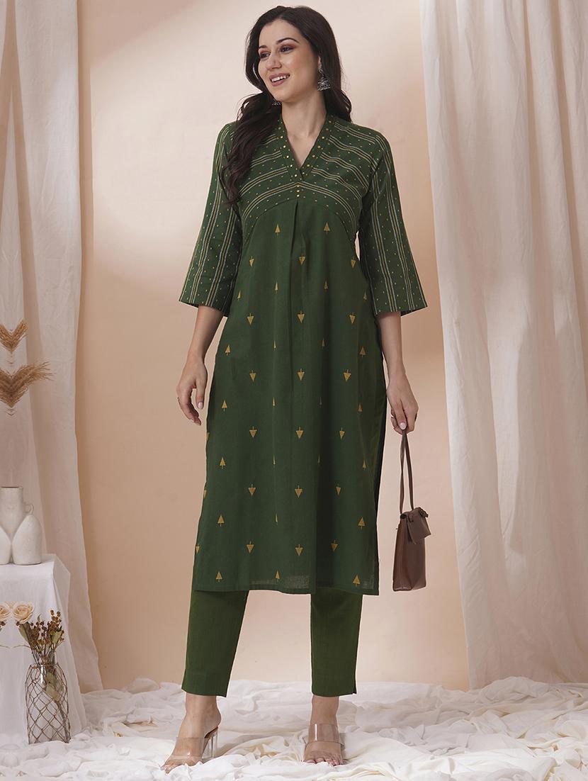 women three quarter sleeve a-line kurta - 21925772 - Zoom Image - 0