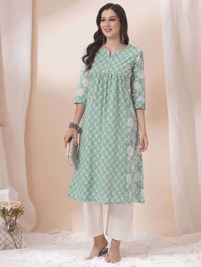 women three quarter sleeve a-line kurta