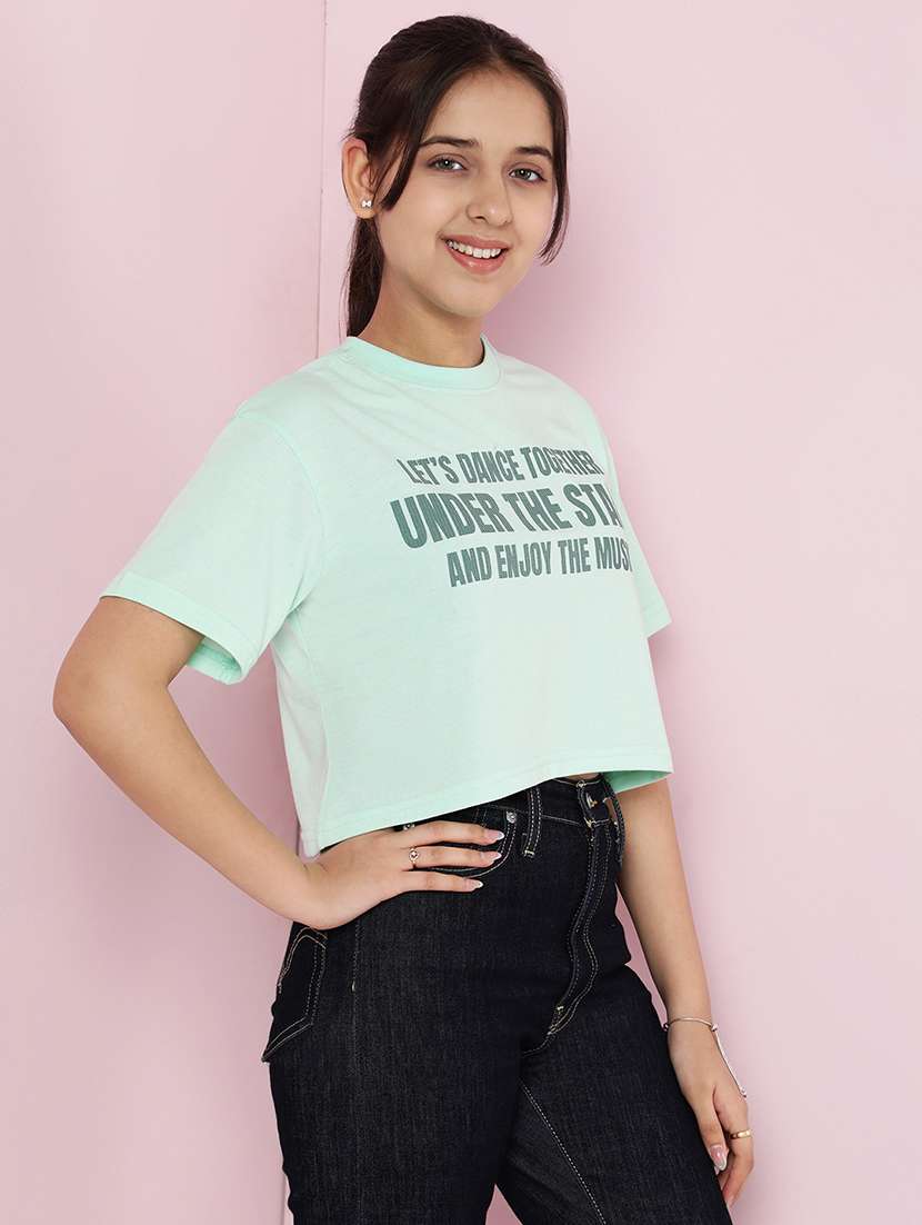 girls printed short sleeve crop tee - 21925817 - Standard Image - 2
