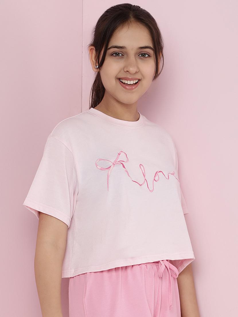 girls printed short sleeve crop tee - 21925818 - Standard Image - 2