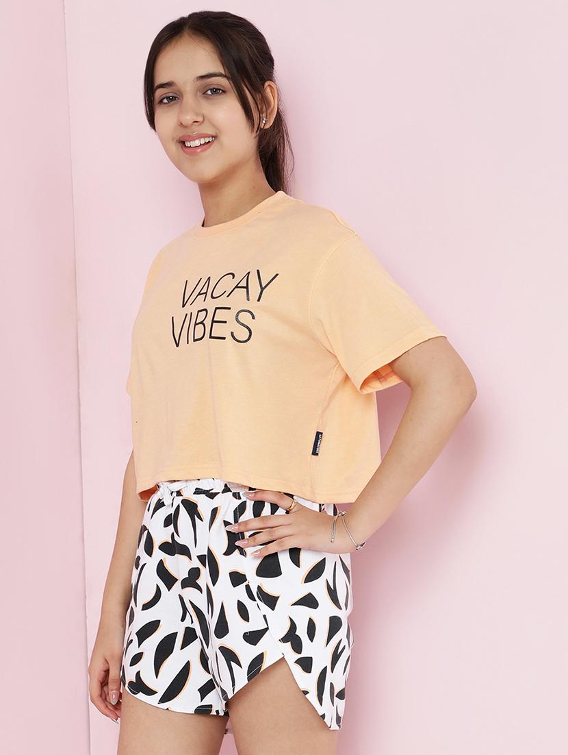 girls printed nightwear shorts set - 21925829 - Standard Image - 2
