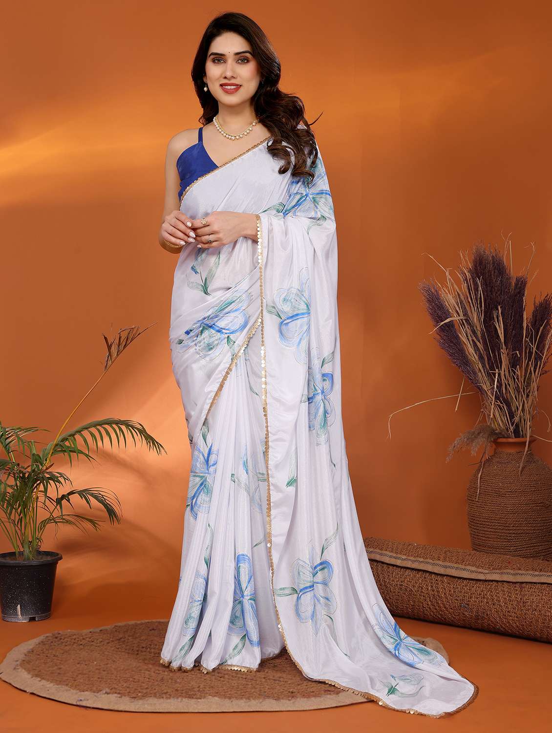 women printed casual wear saree with blouse