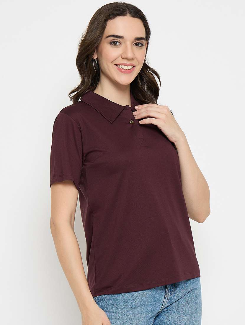 coffee brown cotton blend plain tshirt - 21925878 - Standard Image - 2