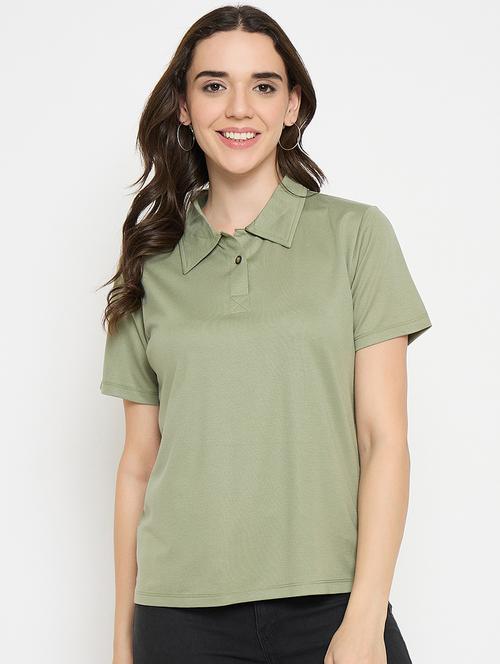 olive cotton blend plain tshirt - 21925881 - Standard Image - 0