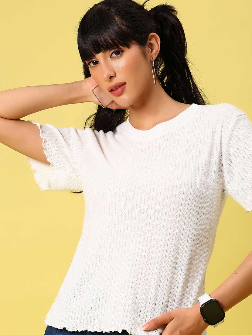 women solid short sleeve regular fit t-shirt