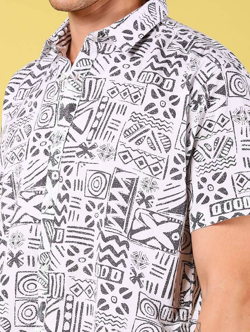 men printed short sleeve regular fit casual shirt - 21925899 - Standard Image - 2