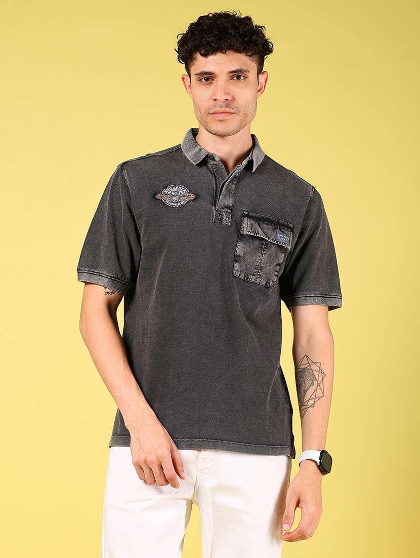 men solid short sleeve regular fit polo t-shirt