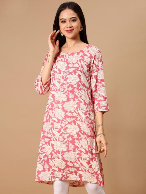 women three quarter sleeve straight kurta - 21926073 -  Standard Image - 0