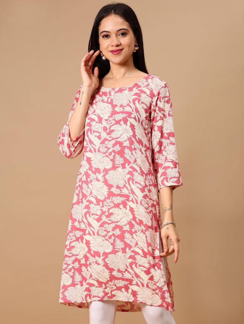 women three quarter sleeve straight kurta - 21926073 -  Zoom Image - 0