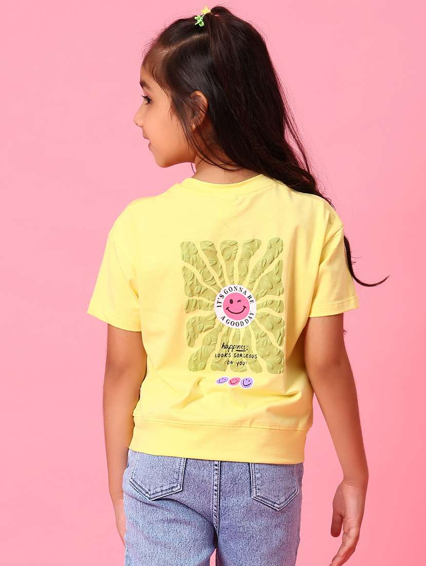 girls yellow printed short sleeve tee - 21926099 -  Standard Image - 2