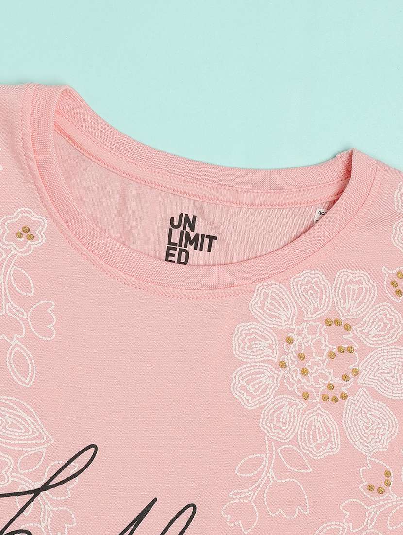 girls printed round neck tee - 21926199 -  Standard Image - 2