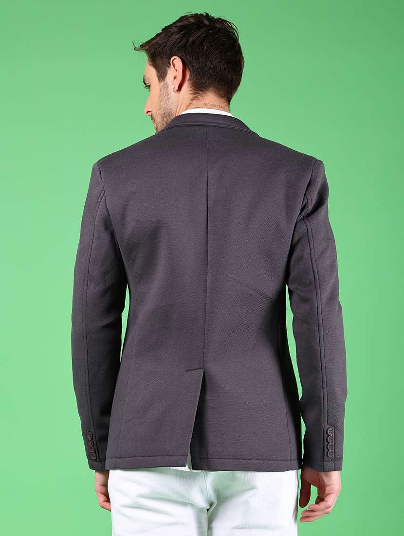 men solid lapel collar single breasted casual blazer - 21926298 -  Standard Image - 2