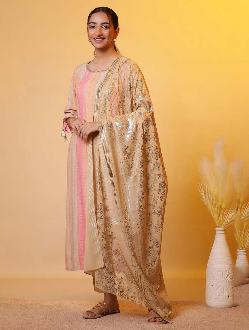 multi colored cotton blend kurta dupatta  set - 21926321 -  Standard Image - 2