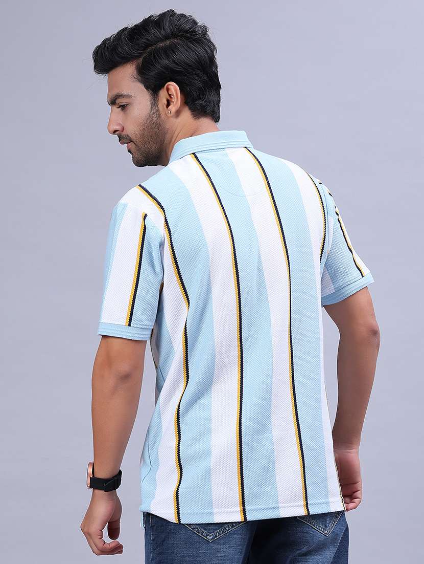 men striped short sleeve regular fit polo t-shirt - 21926534 -  Standard Image - 2
