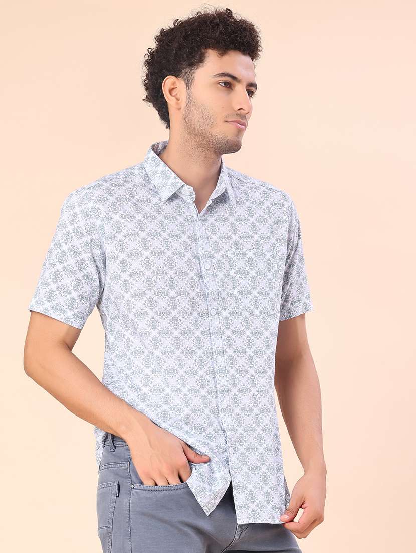 men printed short sleeve regular fit casual shirt - 21926565 -  Standard Image - 2