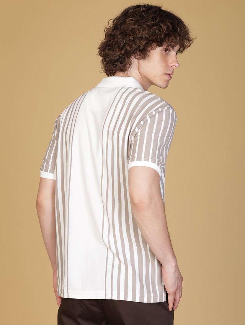 men striped short sleeve regular fit polo t-shirt - 21926569 - Standard Image - 2