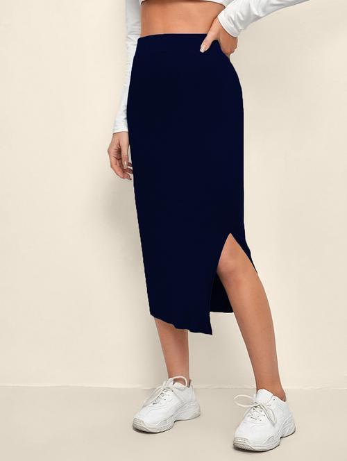 women solid high rise bodycon skirt - 21926645 -  Standard Image - 0