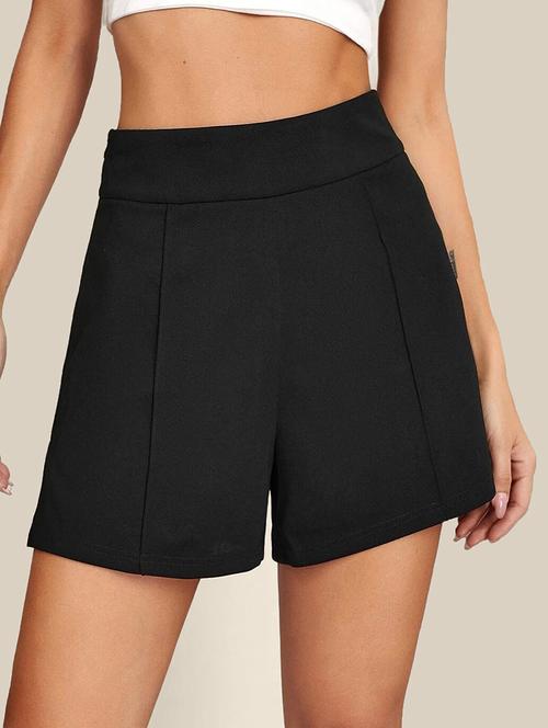 women solid high rise short - 21926658 - Standard Image - 0