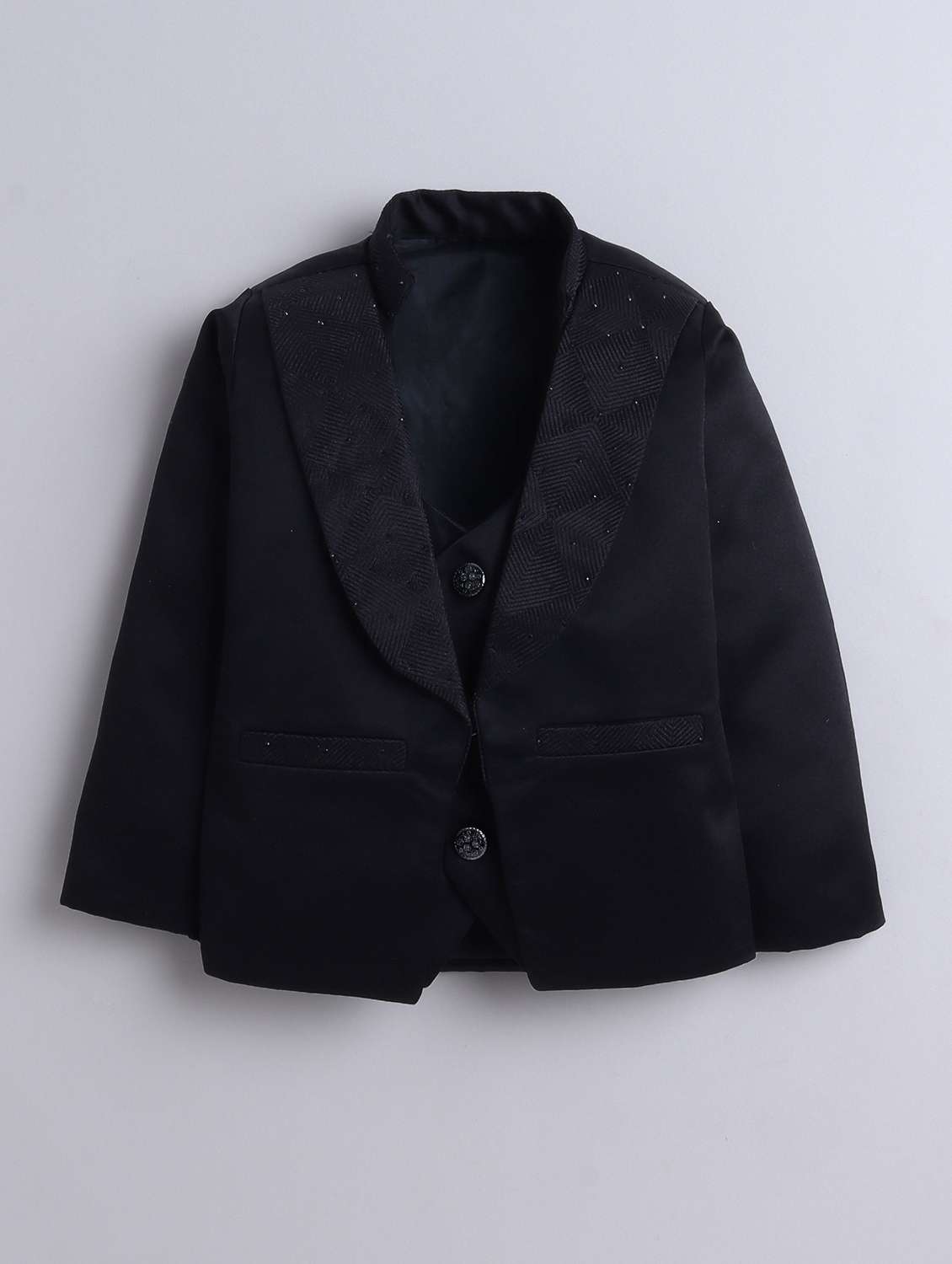 boys solid long sleeve three piece suit set - 21926682 -  Standard Image - 2