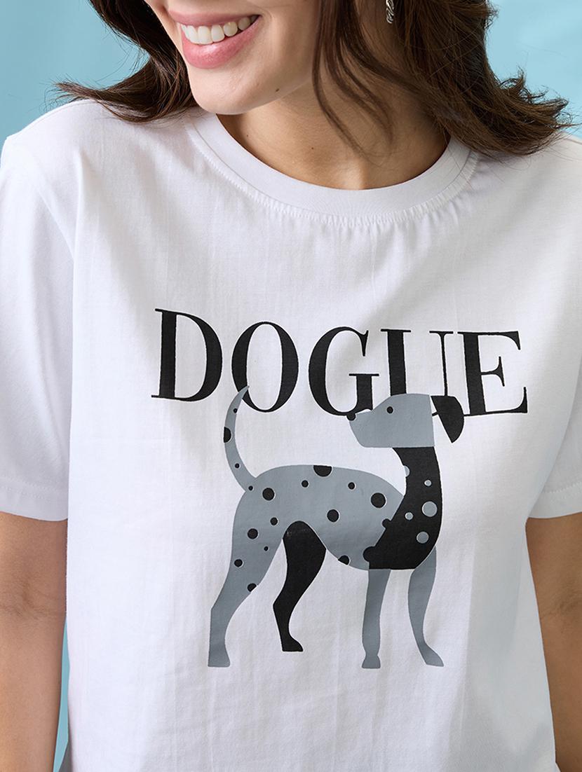 women white graphic print round neck short sleeves oversized t shirt - 21926767 - Standard Image - 2
