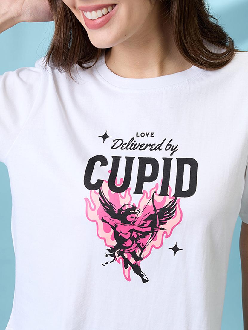 women white graphic print round neck short sleeves oversized t shirt - 21926769 - Standard Image - 2