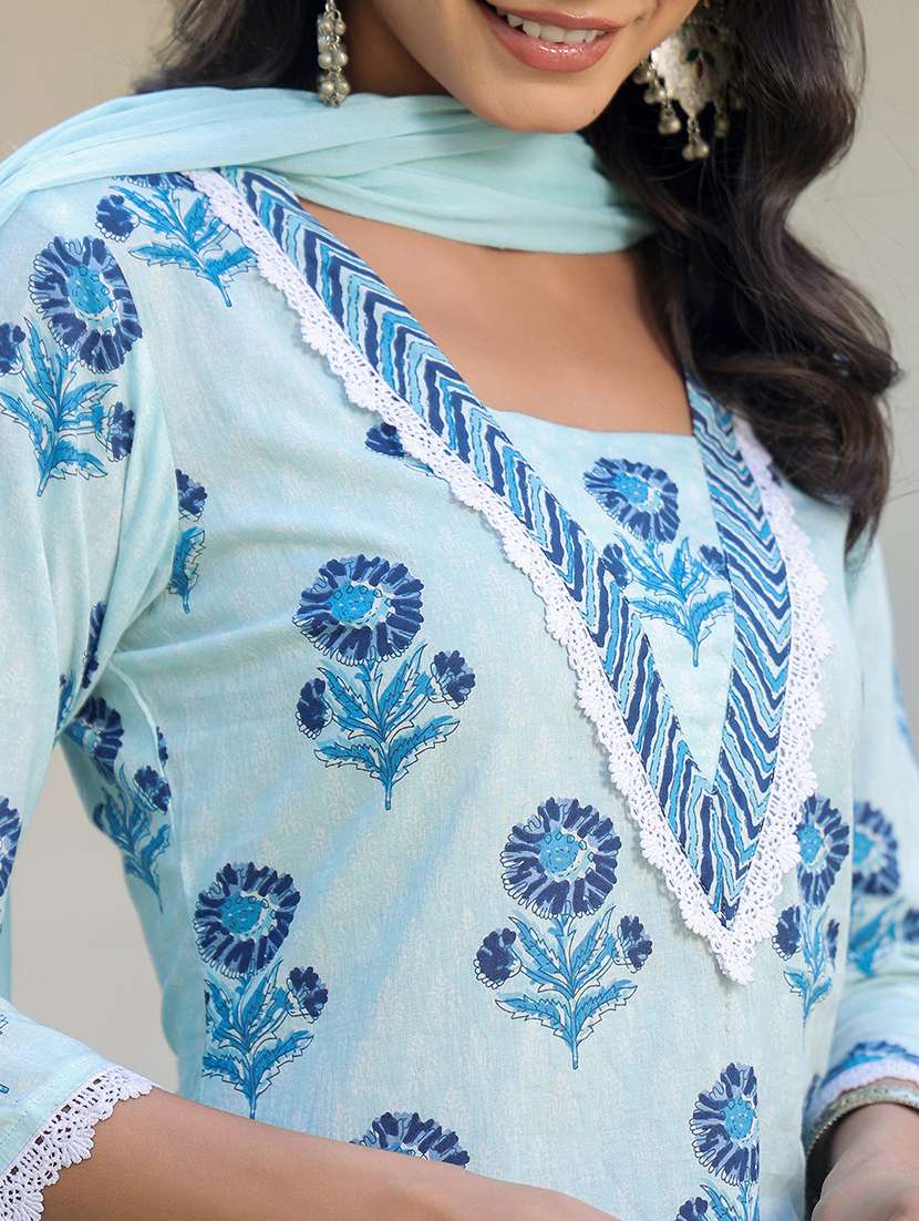 women three quarter sleeve kurta pant with dupatta set - 21926819 - Standard Image - 2