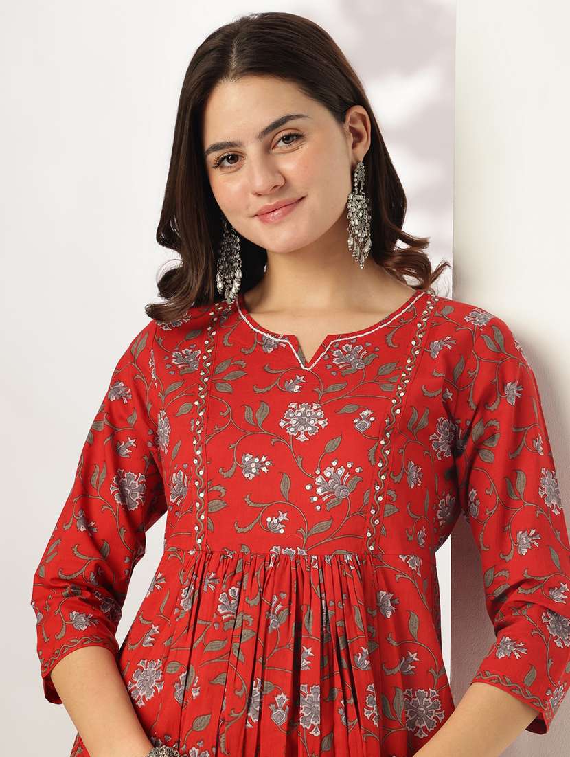 women three quarter sleeve kurta pant set - 21926826 -  Standard Image - 2