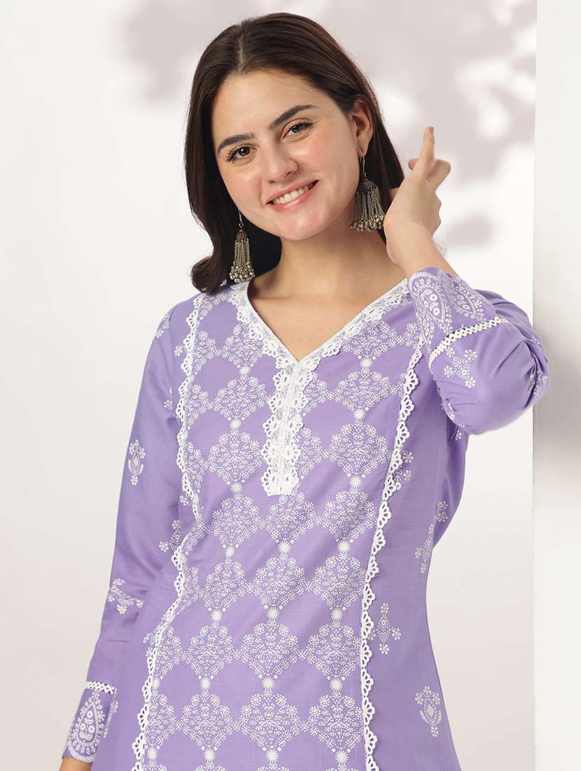 women three quarter sleeve kurta pant with dupatta set - 21926828 - Standard Image - 2