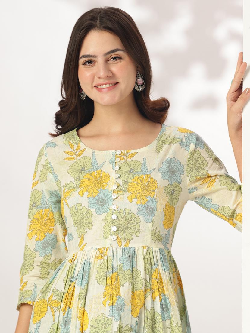 women floral printed flared kurti - 21926850 - Standard Image - 7
