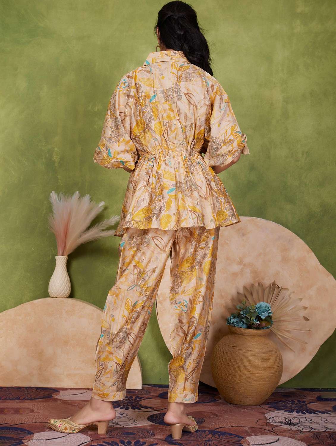 women yellow kimono sleeve ethnic co ord set - 21927938 -  Standard Image - 2
