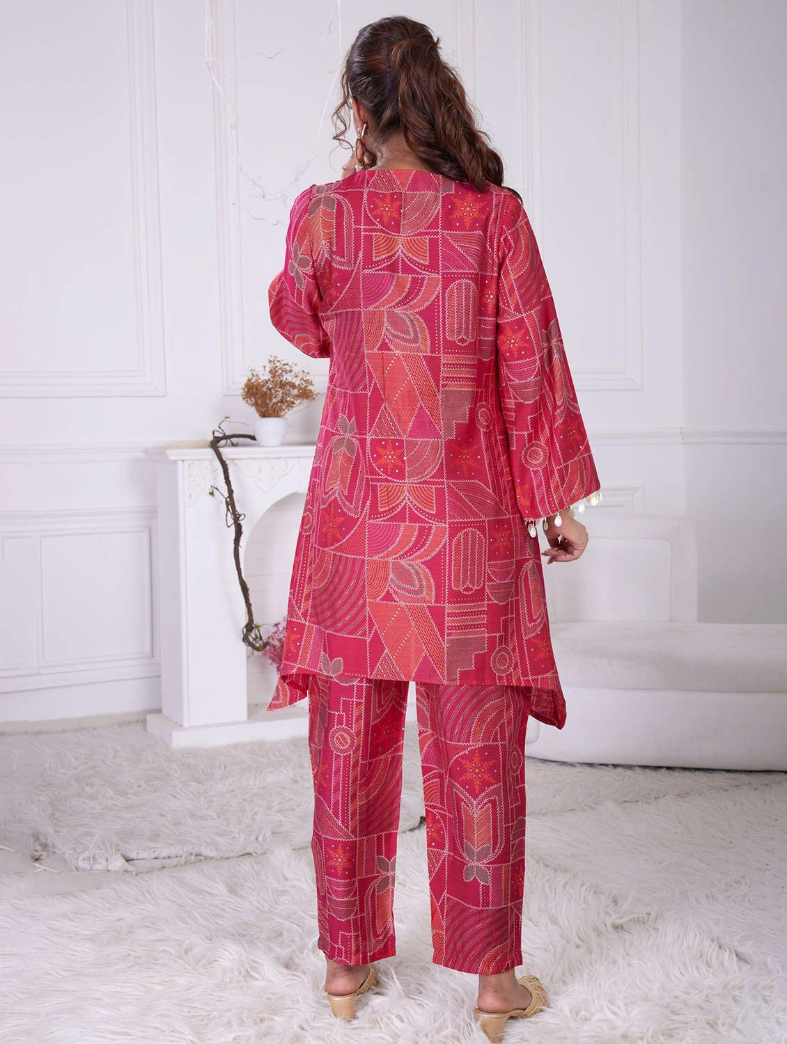 women printed long sleeve ethnic co-ord set - 21928019 - Standard Image - 2
