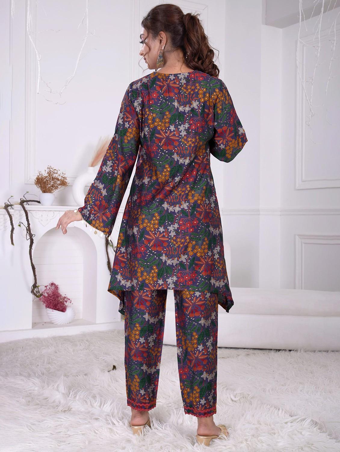women printed long sleeve ethnic co-ord set - 21928023 - Standard Image - 2