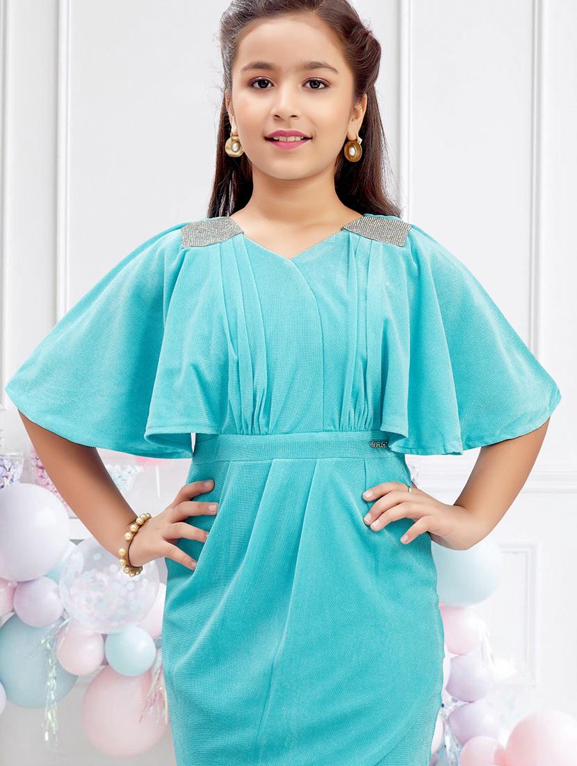 girls solid batwing sleeves bodycon dress - 21928213 - Standard Image - 2