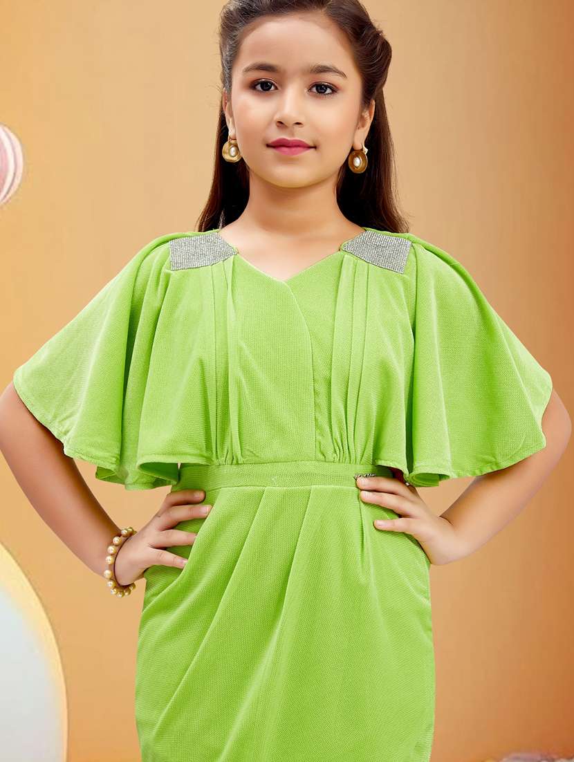 girls solid batwing sleeves bodycon dress - 21928214 -  Standard Image - 2