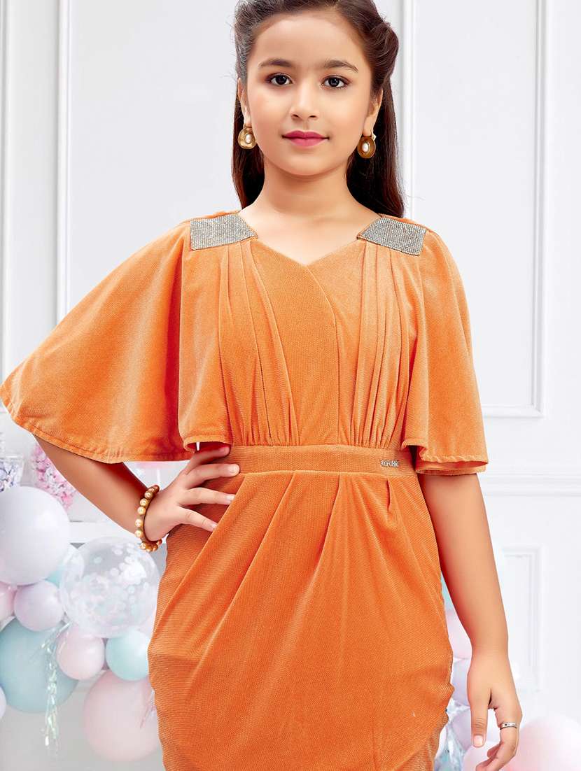 girls solid batwing sleeves bodycon dress - 21928215 -  Standard Image - 2