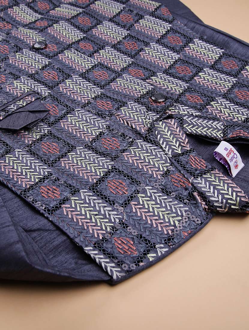 boys kurta and pyjama with embroidered jacket - 21928264 -  Standard Image - 2