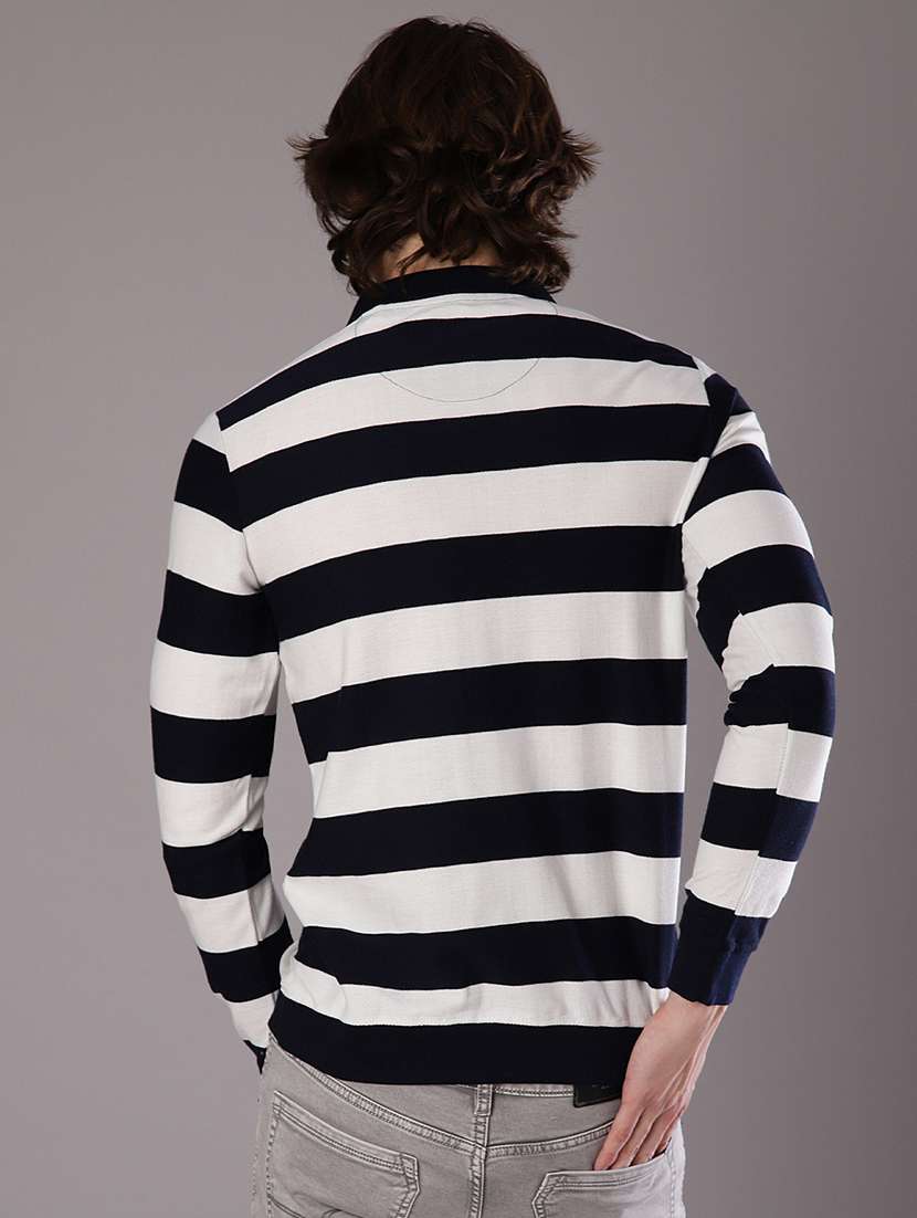 men striped long sleeve regular fit polo t-shirt - 21928280 - Standard Image - 2