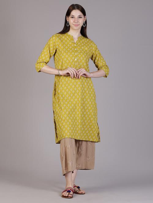 women floral three quarter sleeve straight kurta - 21928290 - Standard Image - 0