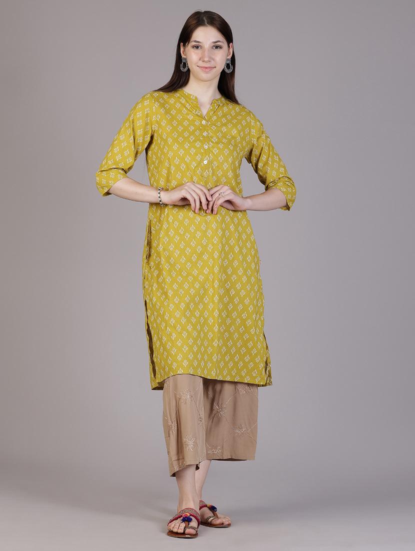 women floral three quarter sleeve straight kurta - 21928290 - Zoom Image - 0