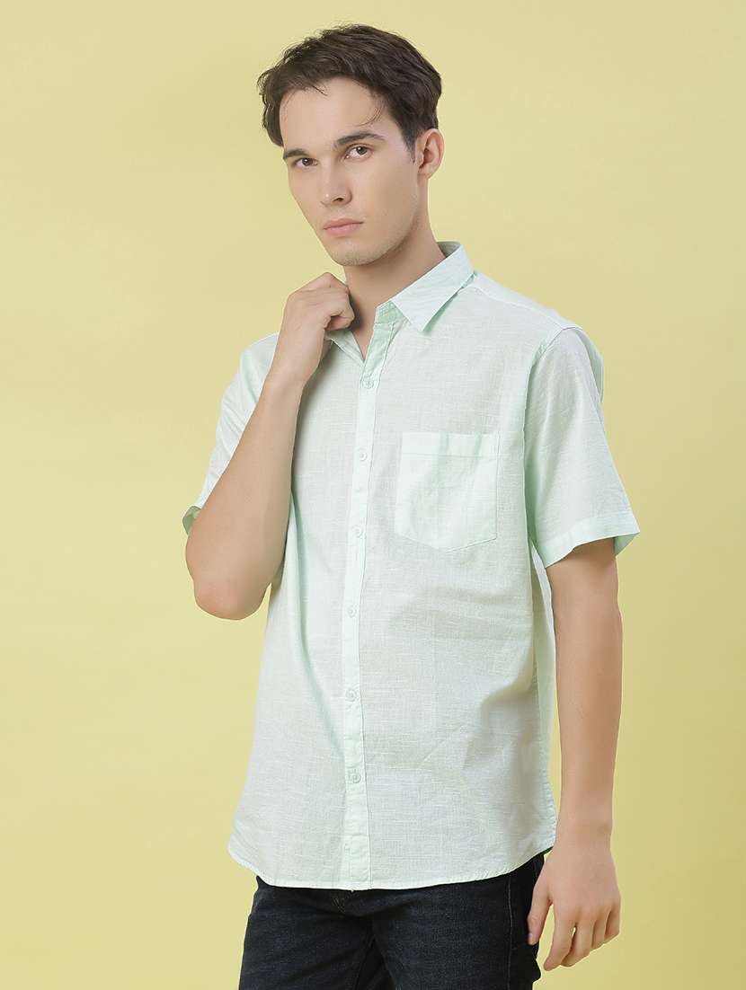 men solid short sleeve collared shirt - 21928310 - Standard Image - 2