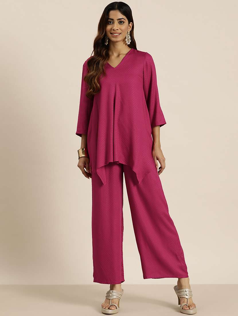 women three quarter sleeve ethnic co-ord set