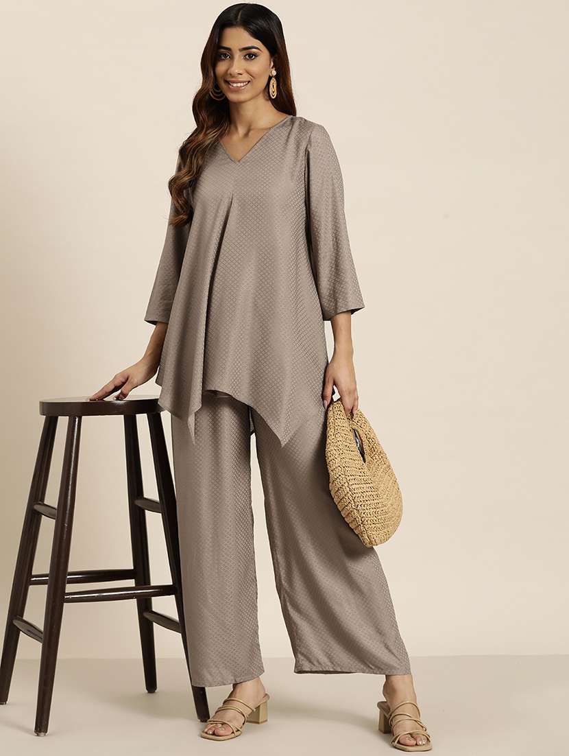 women three quarter sleeve ethnic co-ord set