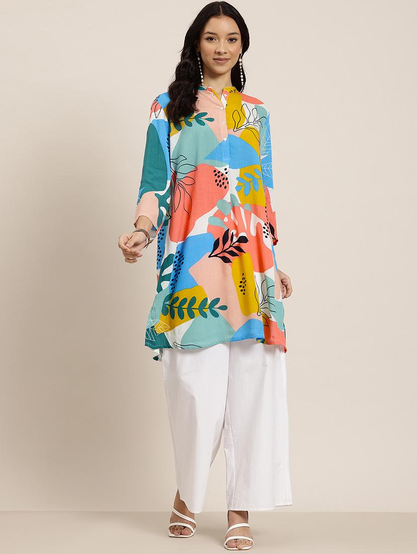 women printed three quarter sleeve side slit kurta - 21928497 - Zoom Image - 0