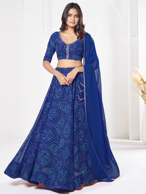 women bandhani printed semi stitched flared lehnga - 21928511 -  Standard Image - 0