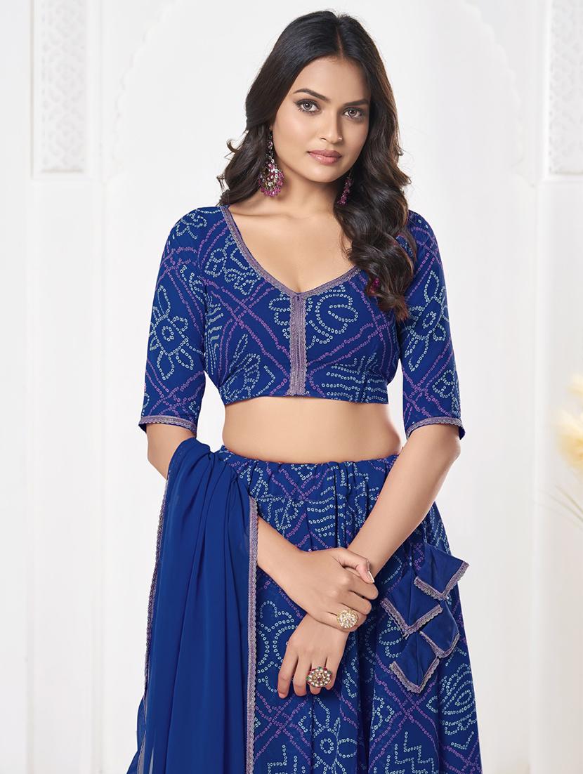 women bandhani printed semi stitched flared lehnga - 21928511 - Standard Image - 2