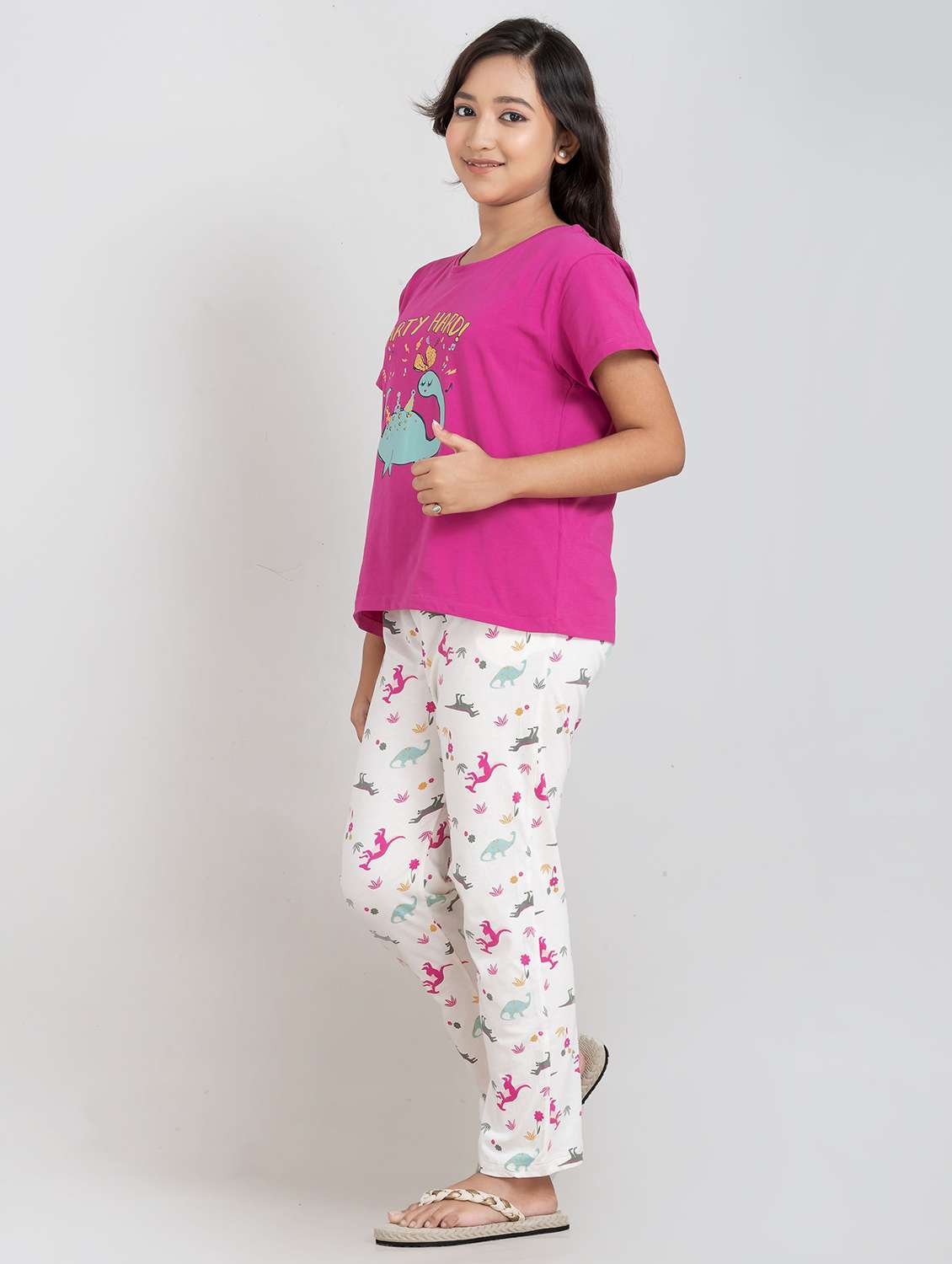 girls graphic round neck pyjama set nightwear - 21928548 -  Standard Image - 2