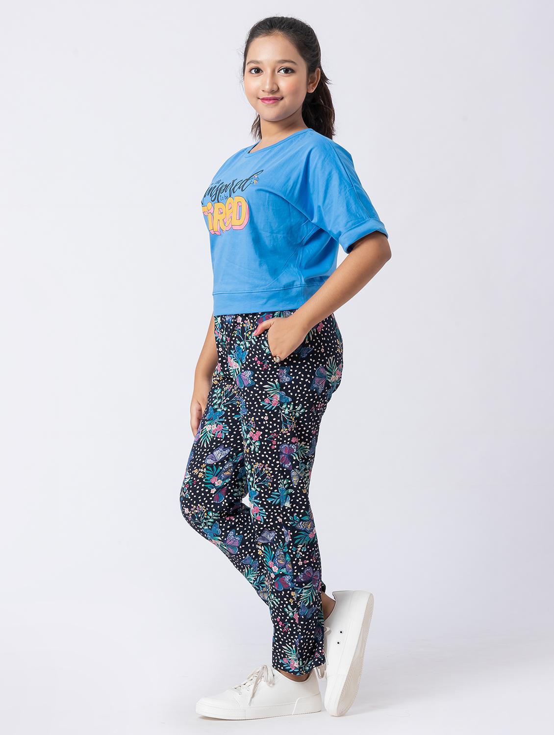 girls blue printed short sleeve pyjama set nightwear - 21928550 - Standard Image - 2