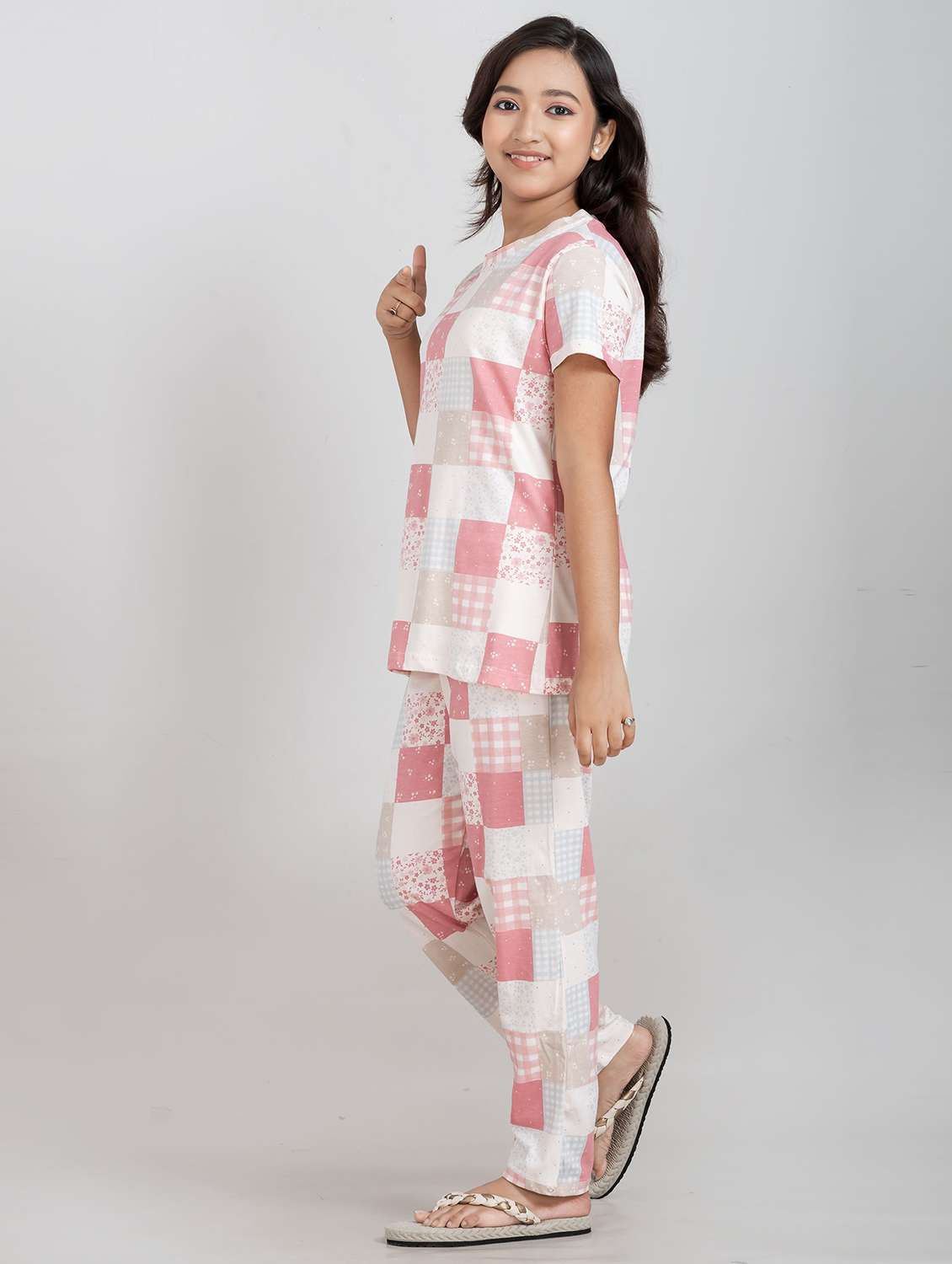 girls printed round neck pyjama set nightwear - 21928557 -  Standard Image - 2