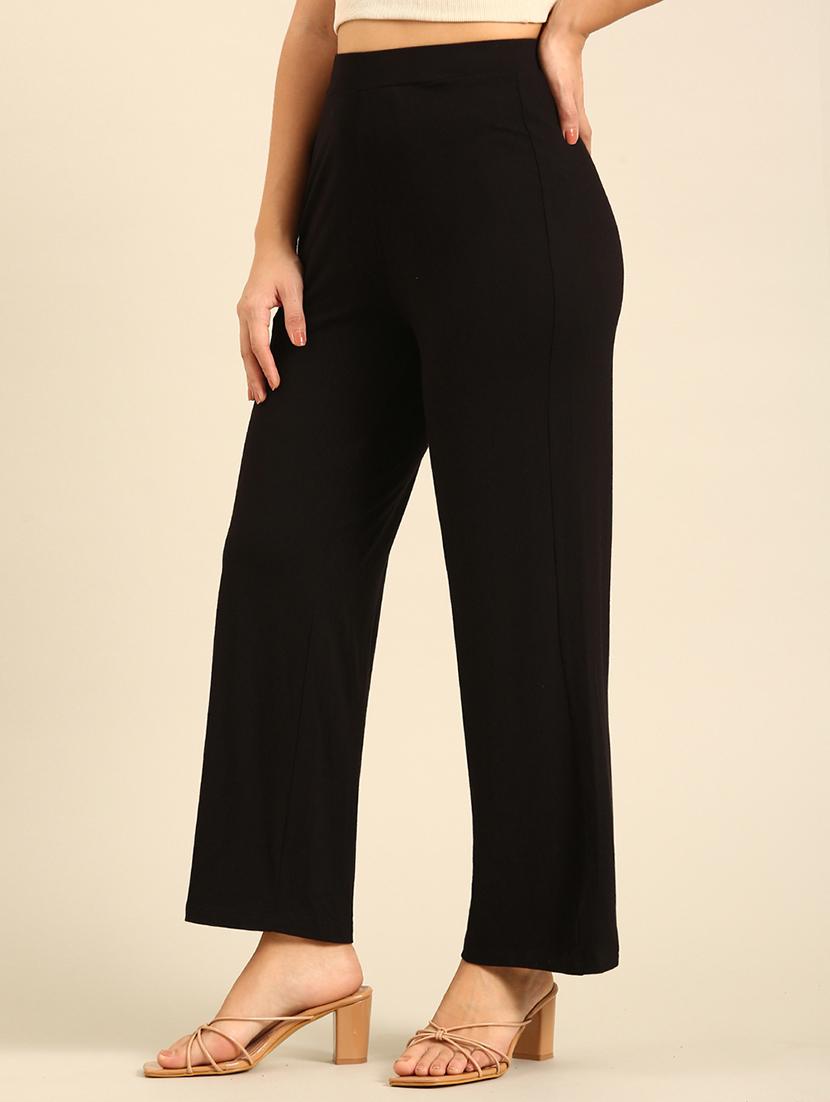women solid high rise wide leg trouser - 21928561 - Standard Image - 2
